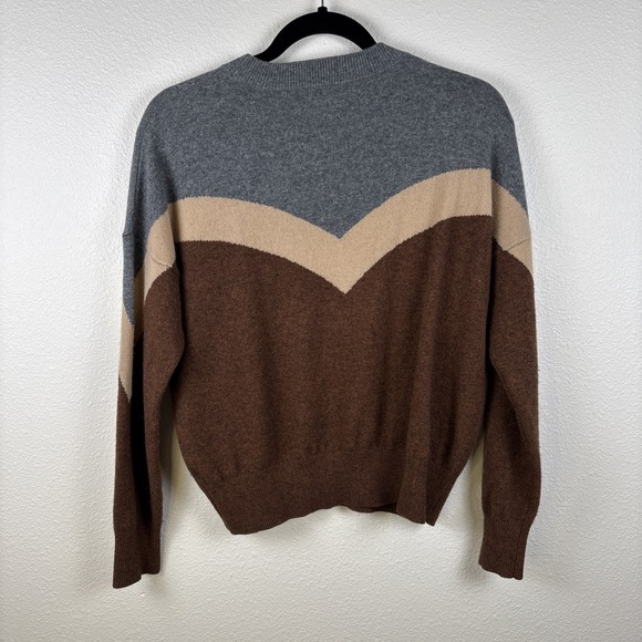 27 Miles Malibu Revolve Blakely Sweater Charcoal Camel Spice 100% Cashmere - Picture 8 of 12